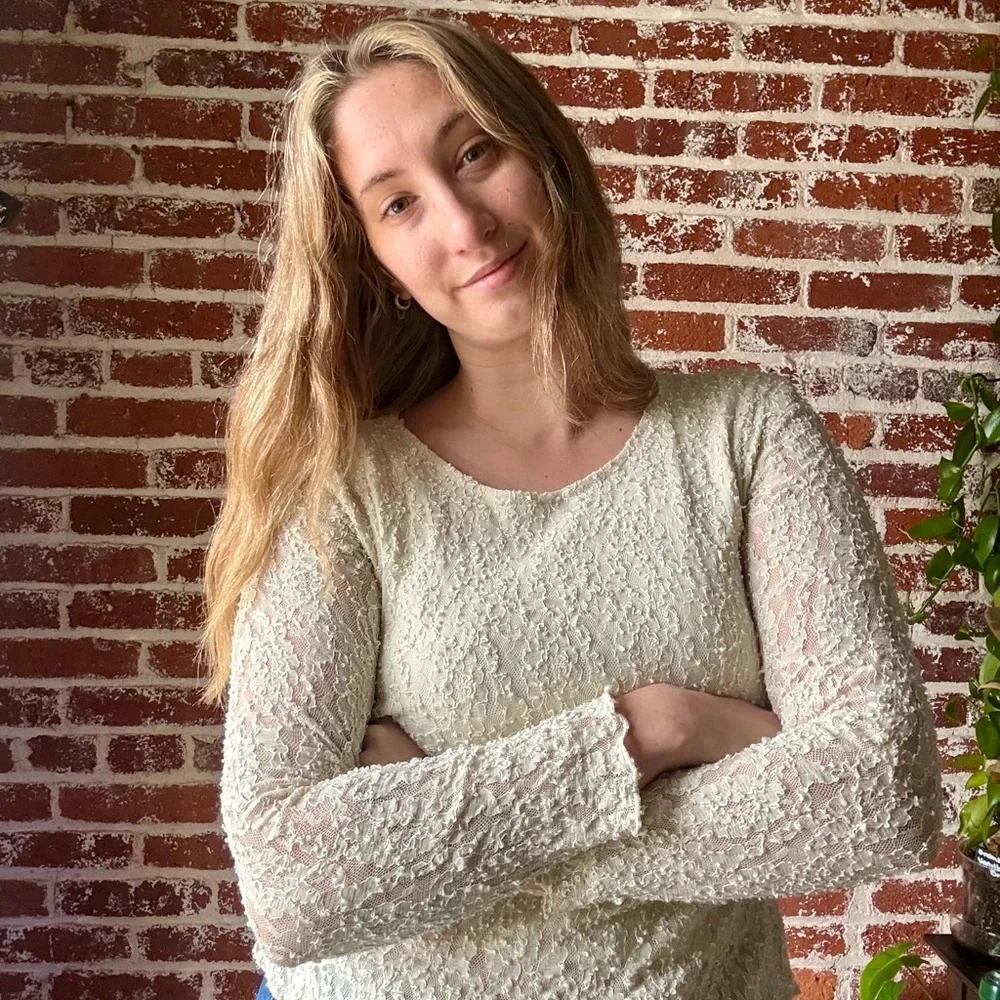 Peaces Y2K Cream Lace Long Sleeve Top